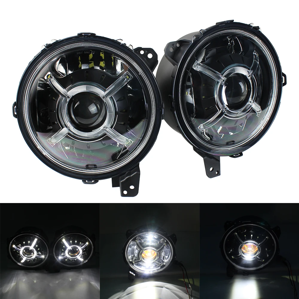 2 Pcs 9 Inch Round LED Headlight Hi-Low Beam with DRL Replacement for Jeep Wrangler JL 2018-2019