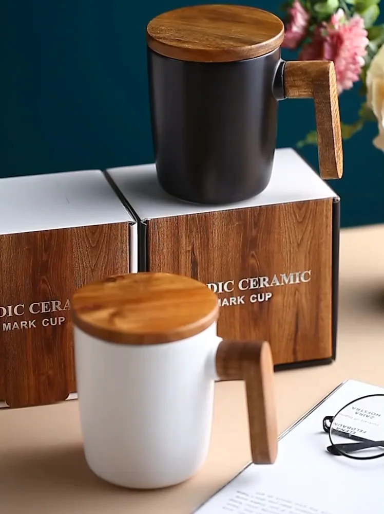 Modern Black Matte Mug Luxury Gift Box Porcelain Couple Mugs Ceramic