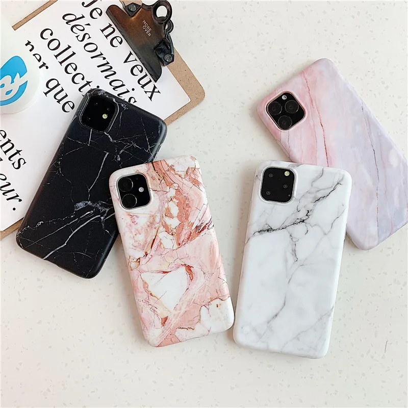 

Silicone Soft Frosted glass Marble Phone Case For Iphone 11 pro max Cover For Iphone XI 5.8 6.1 6.5 Plus Back Shell