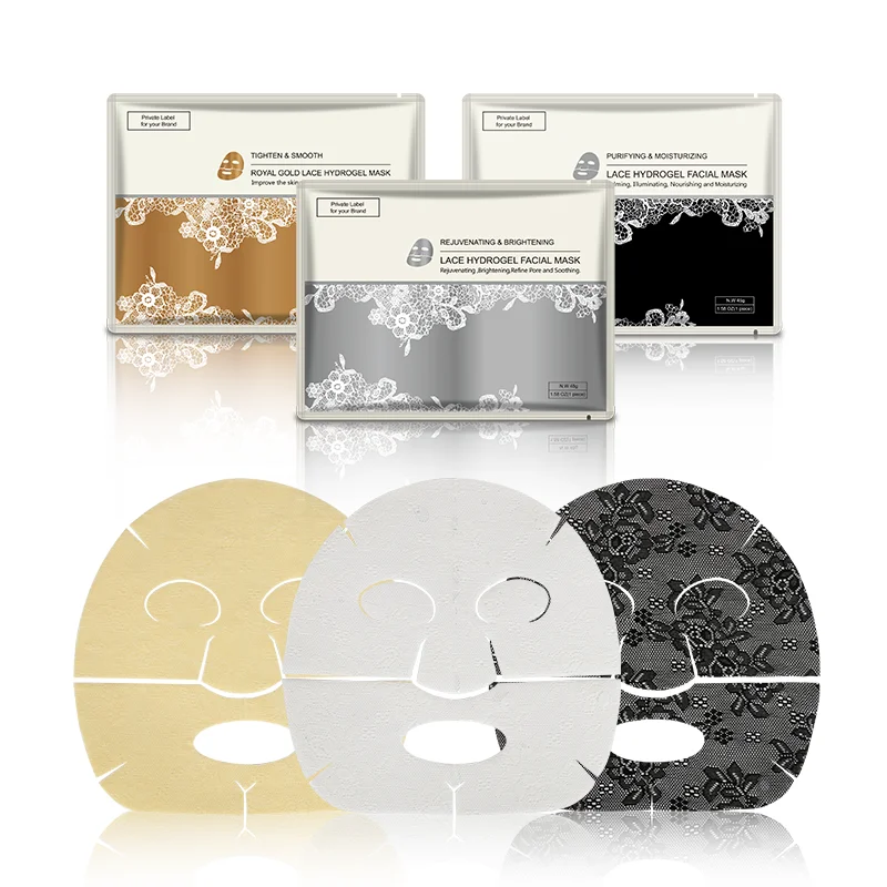 

Hot Sale Skin Repairing Skin Care Deep Moisturizing Gel Face Sheet Lace Facial Mask, White