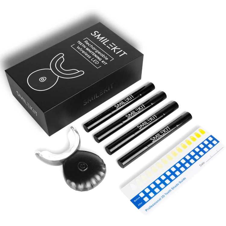 

Smilekit Private Logo CE Approved 10 Minutes LED Light and Peroxide Formula oem rechargeable teeth whitening kit, Blue white