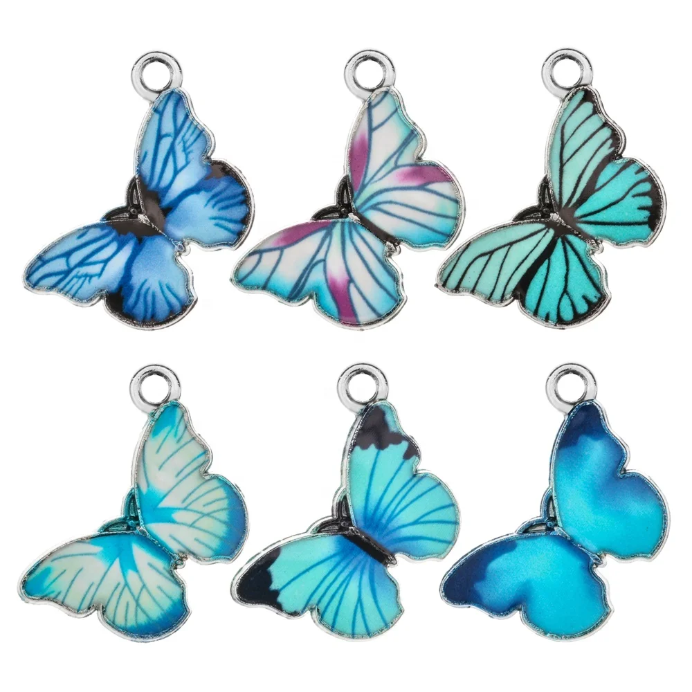 

Fashion DIY Colorful enameled blue butterfly charms Bracelet Hand-Made Bracelets Necklace pendants For Women Making accessories, Picture show