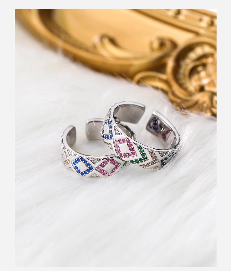 

VIANRLA 925 sterling silver colorful zirconia ring with rhodium plated