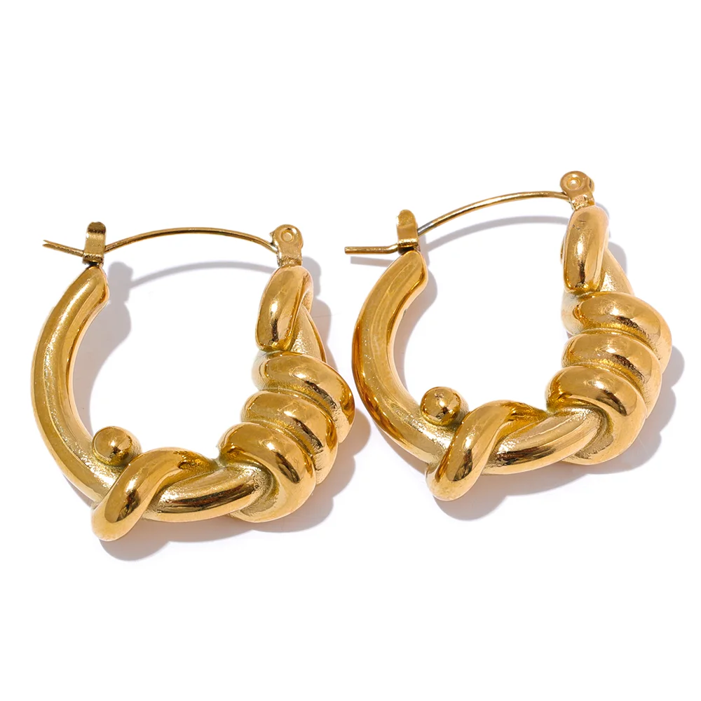 

JINYOU 3003 Personalized Stainless Steel Geometric Twisted Hoop Earrings Prevent Allergy Metal Minimalist Jewelry Attractive