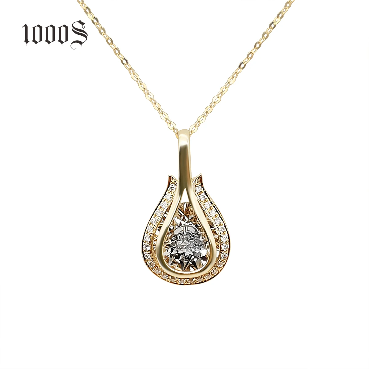 

Wholesales Real Gold Customize Water Drop Shape 18K Solid Gold Diamond Pendant Necklaces
