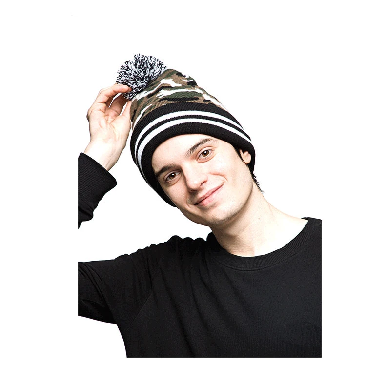 
100% Acrylic Camouflage Winter Hats Unisex Knit Military For Men 