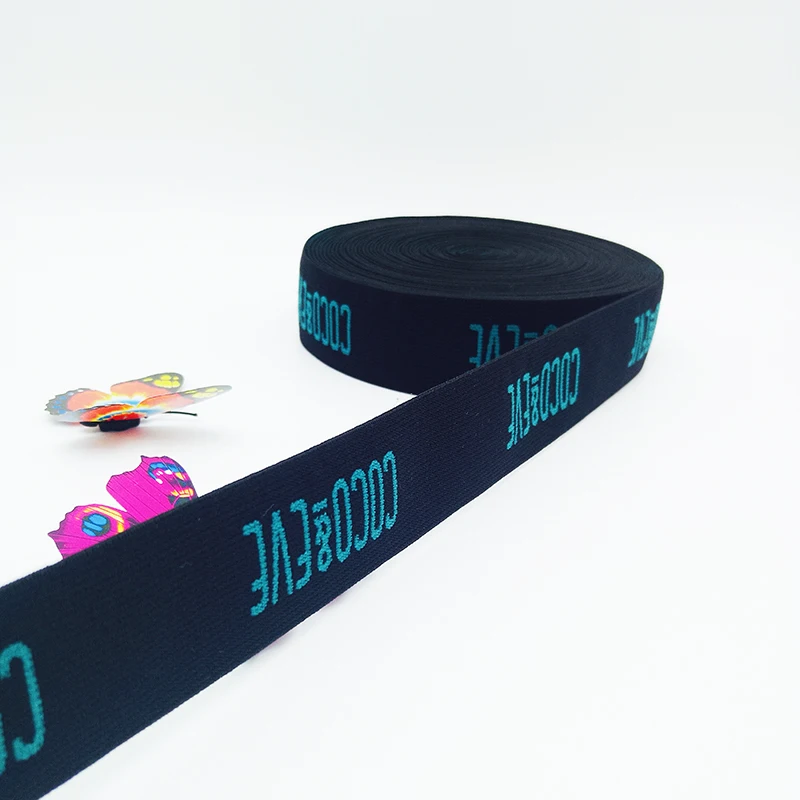 

Blue Customizable Logo And Size Quality Stock High Elastic Nylon Jacquard Elastic Band, Custom color