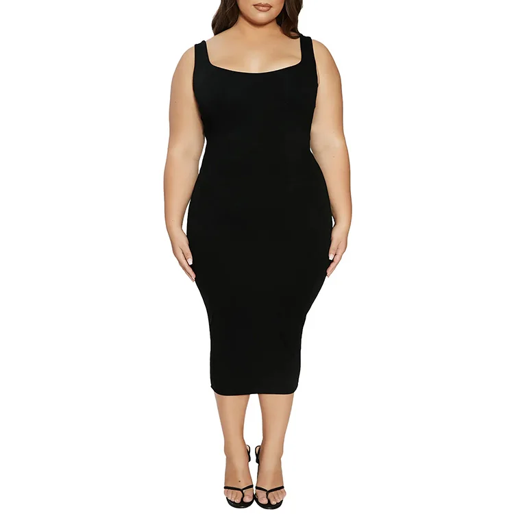 

Women Solid Color Suspenders Slip Dress Sleeveless Plus Size Tight Dress Mini Spaghetti Strap Ladies Skirt Dress, Customized color