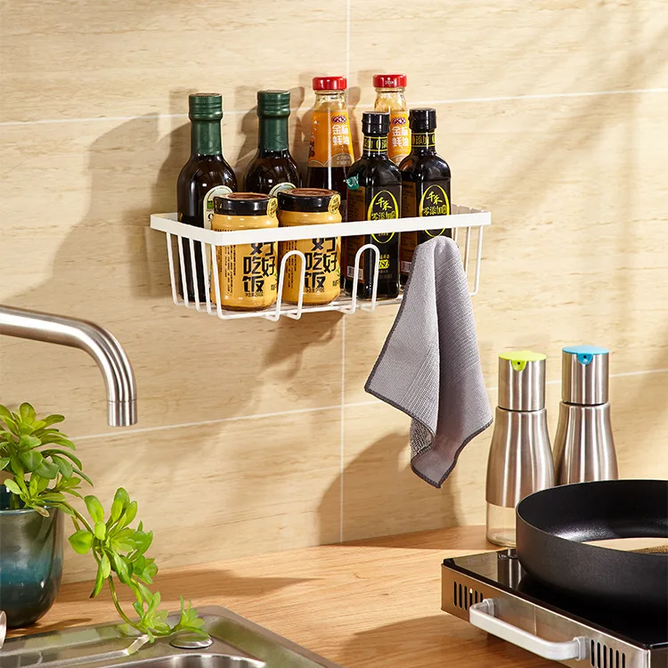 

Cross-border foreign trade punch-free iron wire storage rack Condiment rack multi-purpose wall storage organizing shelves