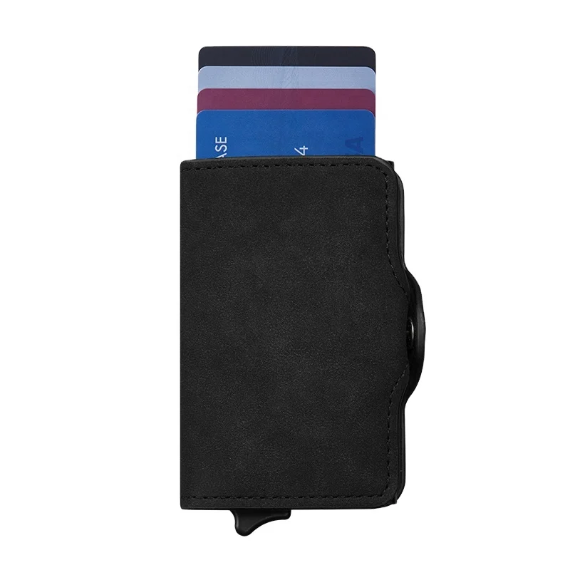 

Business Gift RFID Blocking Card Mini PU Men Slim Wallet, Black(customized )
