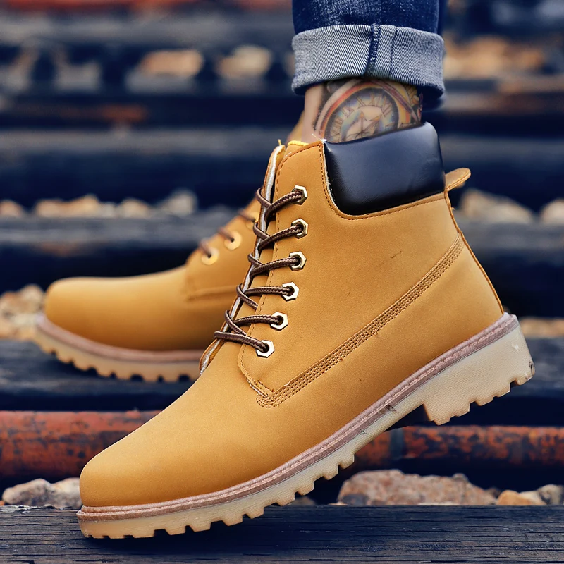 

2020 New Fashion Casual high top Shoes Autumn Breathable Lace-up Couple Ankle Boots For Man Outdoor Walking Flat Shoes