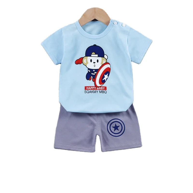

2 pieces 100% cotton baby boy 6m- 8y short sleeve clothing set, Picture