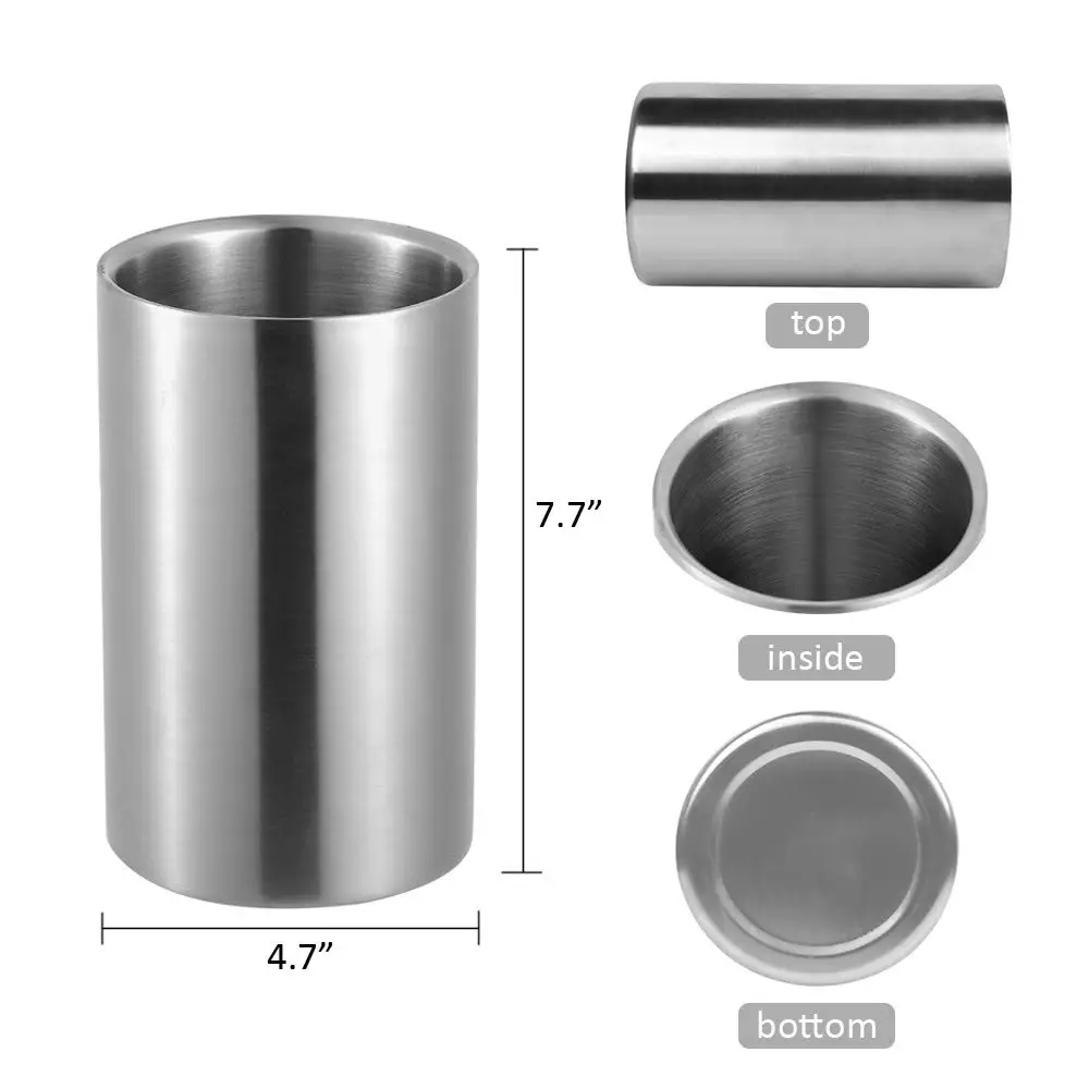 

750ml double wall Stainless Steel Wine Cooler 25oz Wine Chiller Bucket,Insulated Wine Cooler/Champagne Bucket,, Customization