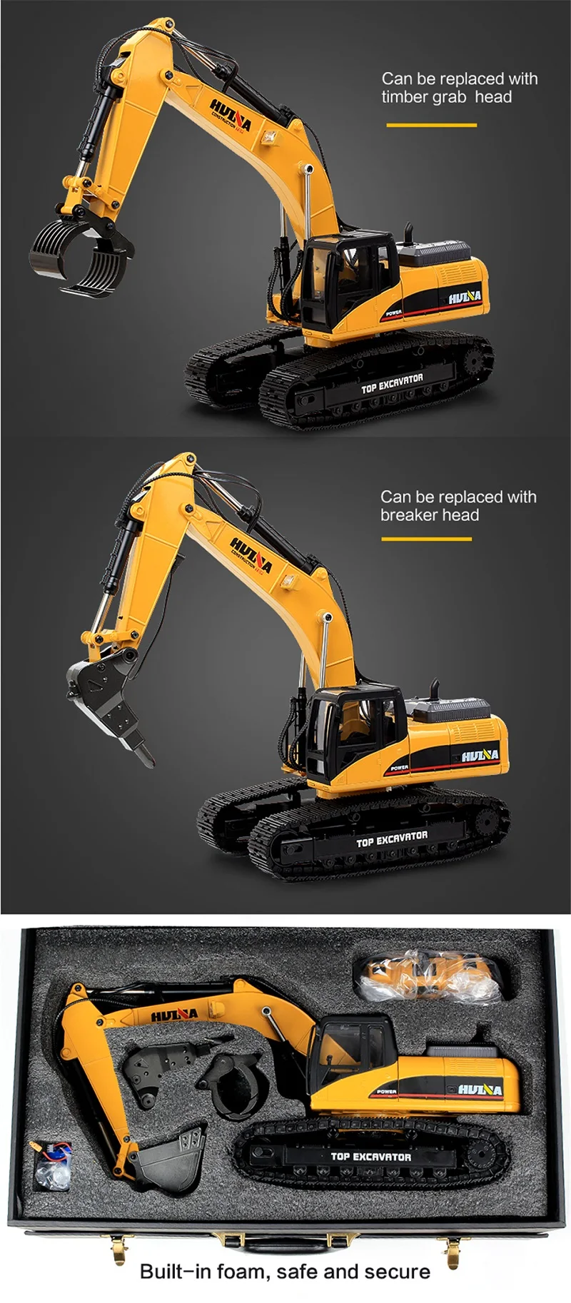 XHSESA All Metal Simulation Bucket For HuiNa 580 & 336D RC Excavator - 105x75x72mm Upgrade Part - View #3