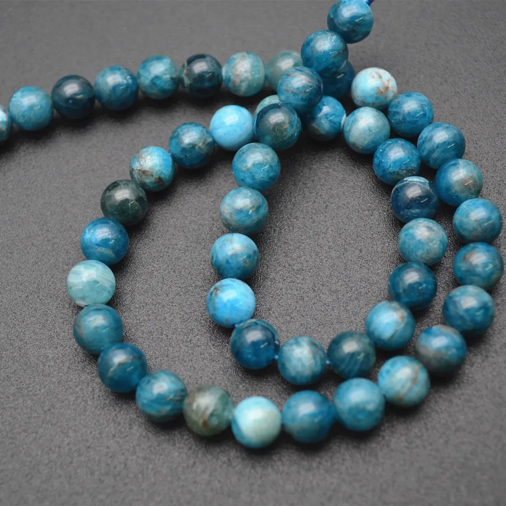

Natural Blue Apatite Stone Round Beads fit Necklace Bracelet making