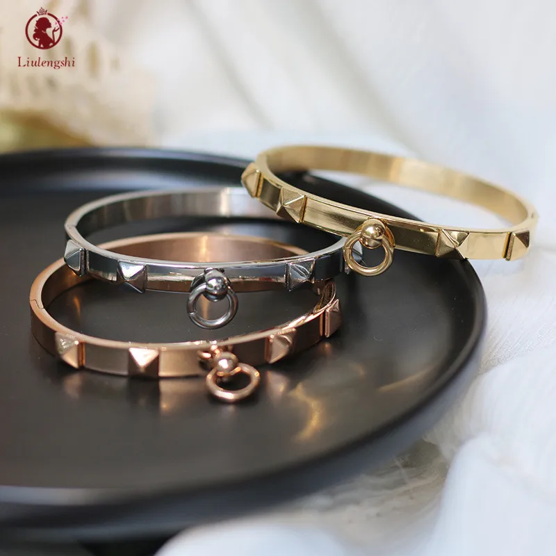 

Fashion Jewelry Accessories Double Round Circle Bracelets Bangles Stainless Steel Multi Color Wide Plain Round Bangle