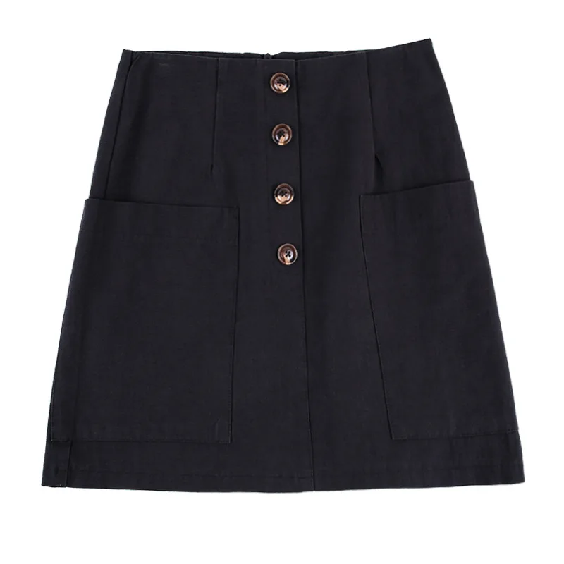 

2020 Spring Summer solid single button high waist a line mini ladies women skirt