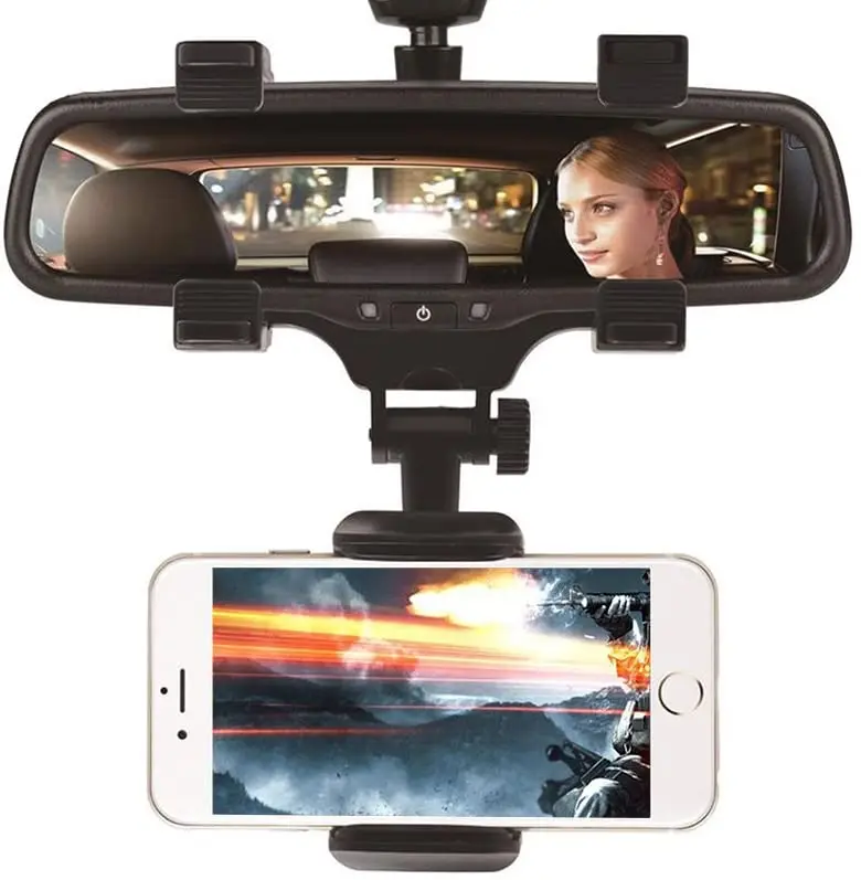 

China Wholesale 360 Degree Rotation Car Phone Holder Rearview Mirror Mount GPS Stand Mount For Cell Phone, Black