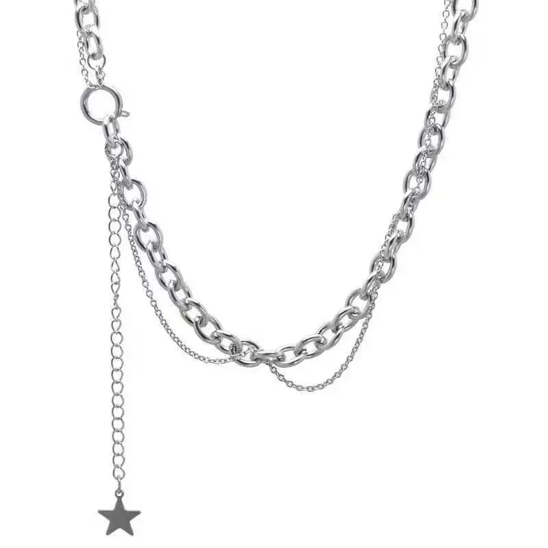 

High Quality Layer Star Fashion Jewelry Accessory Silver Chain Necklace Women 2021