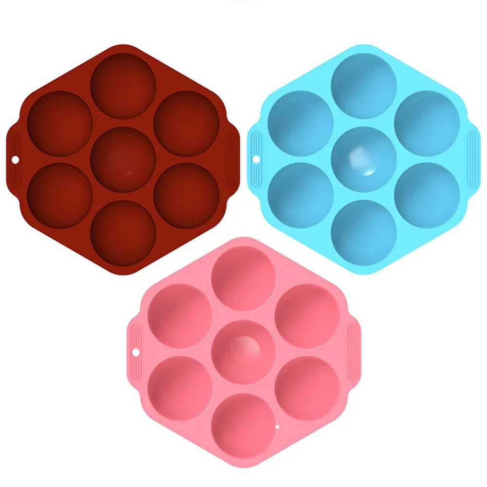 

7 Holes Silicone Baking Mold Semicircle Chocolate Mould Cake Candy Mold, 3 colors