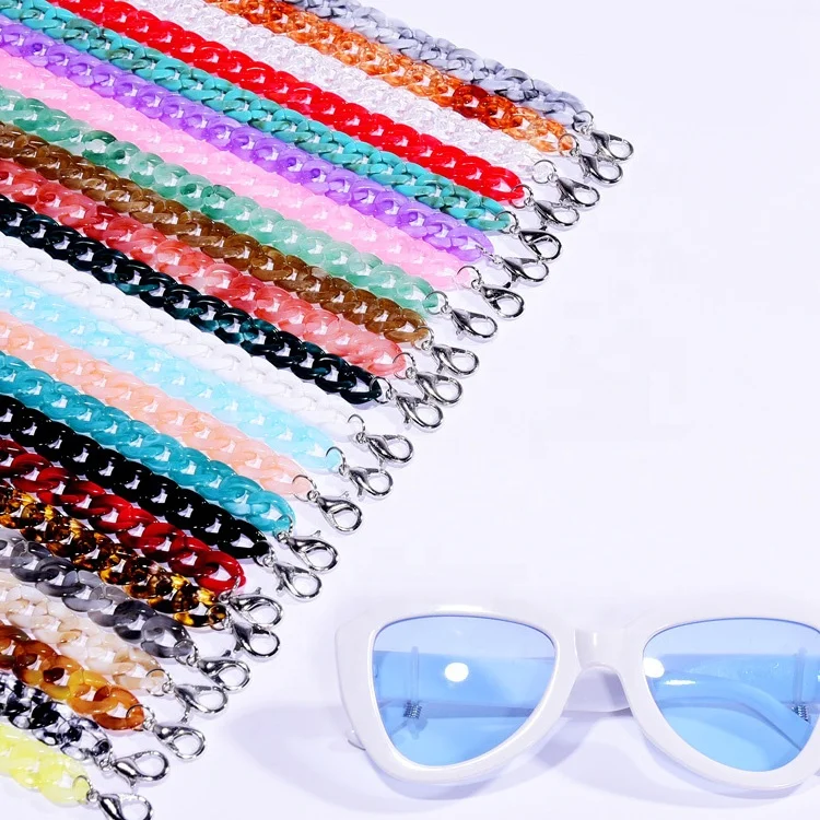 

Acrylic fashion jewelry colorful resin neck eyeglass glasses string lanyard chains holder face masking strap chain anti-lost