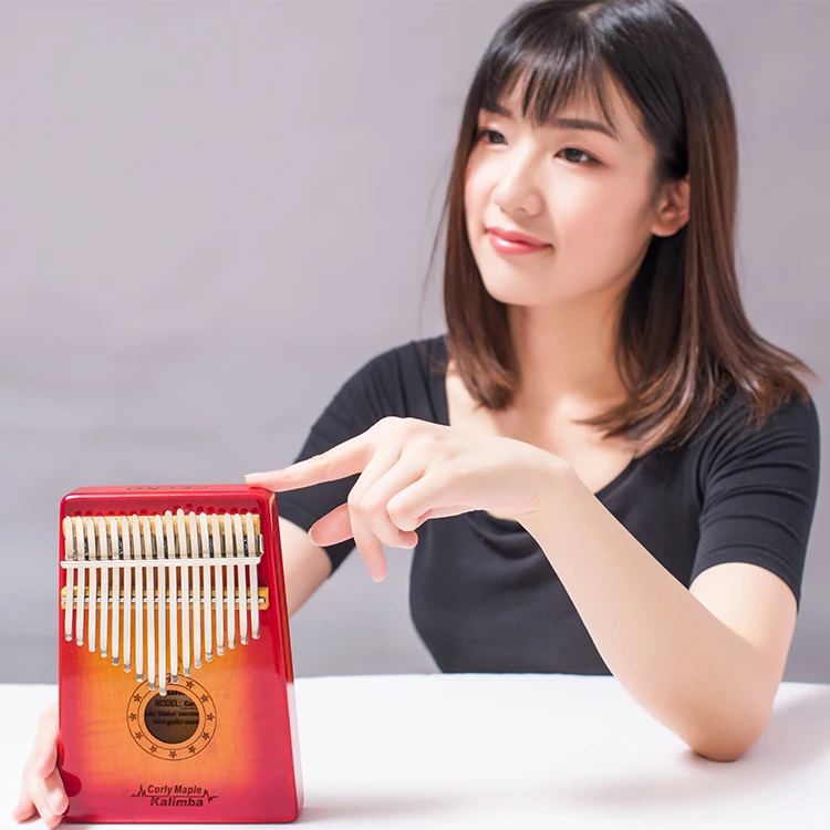 

Thumb Note Finger Piano Beginners Portable Instrument Wood 17 Keys Kalimba, Sunrise