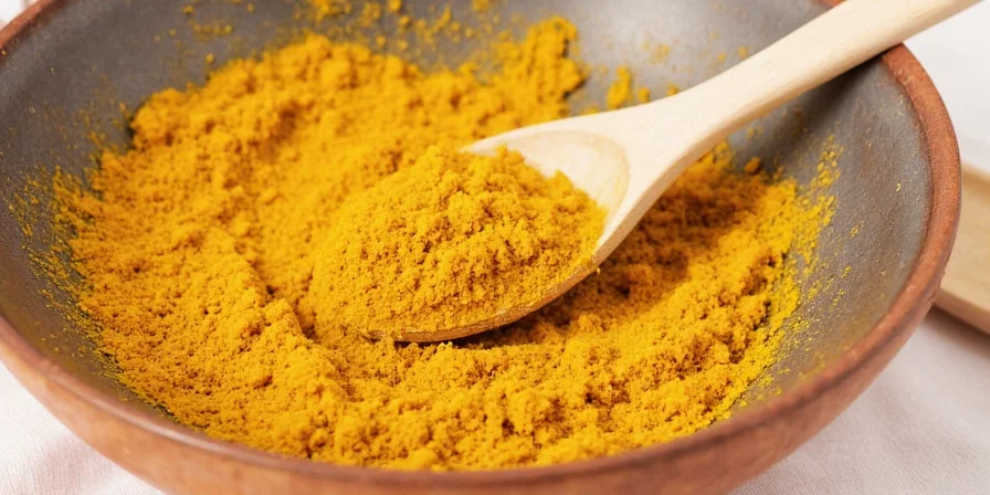 Assorted curry spices including turmeric, cumin, coriander, and chili