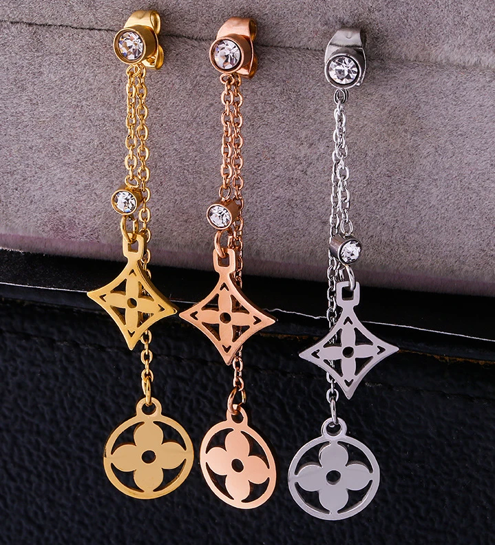 

New Design Women Jewelry Dangle Earring for Women Stainless Steel Clover Accessories