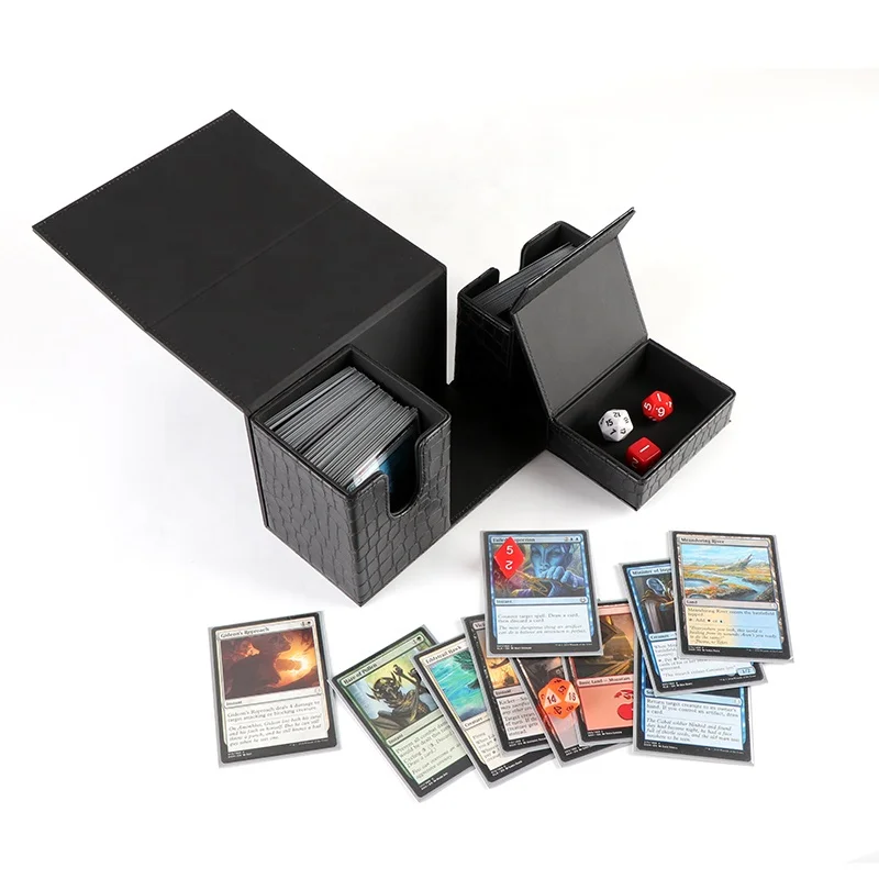 Premium Pu Leather Multi Color Large Capacity Board Game Accessories Flip Card Deck Box