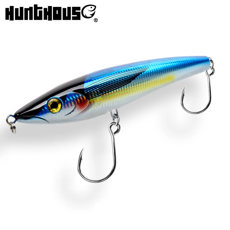 

Hunthouse fishing lures plastic stickbait trolling saltwater 24cm floating large pencil lure for GT, 6 colors