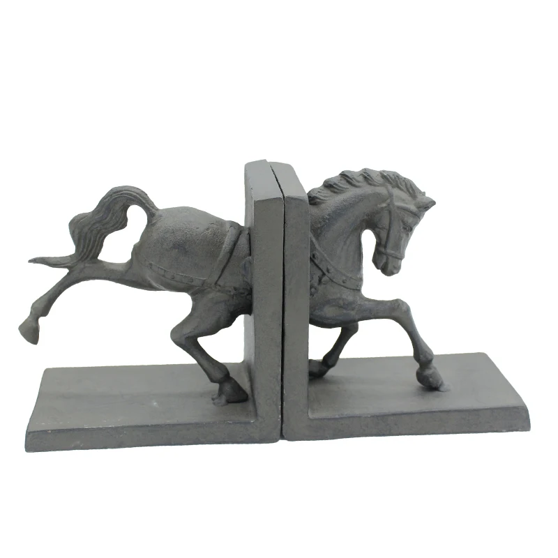 

High quality factory customized color size cast iron metal horse bookends for kids office table decor custom bookends decoration, Rusty or custom