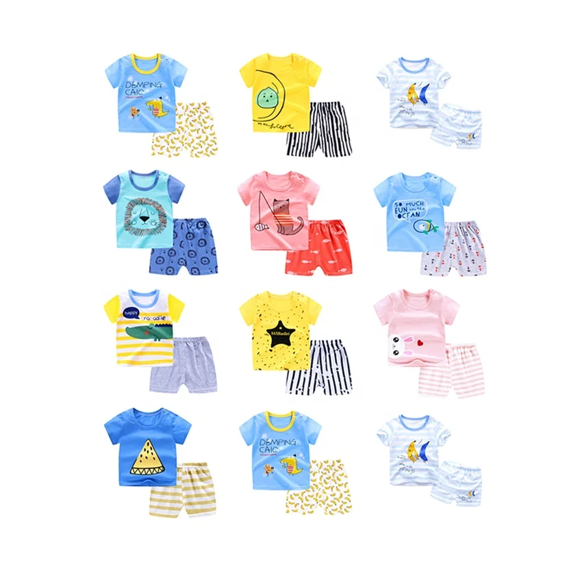 

Hot Sale Summer Children's Clothing Sets 100 Different Design Baby Boy Clothing Sets 2pcs T-shirt kids clothes, As picture & customized