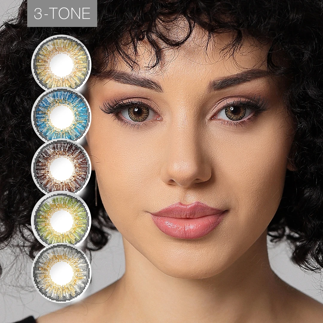 

Free shipping sample high quality big eye 3 tone colored contacts freshgo eye contact lenses color contacts factory