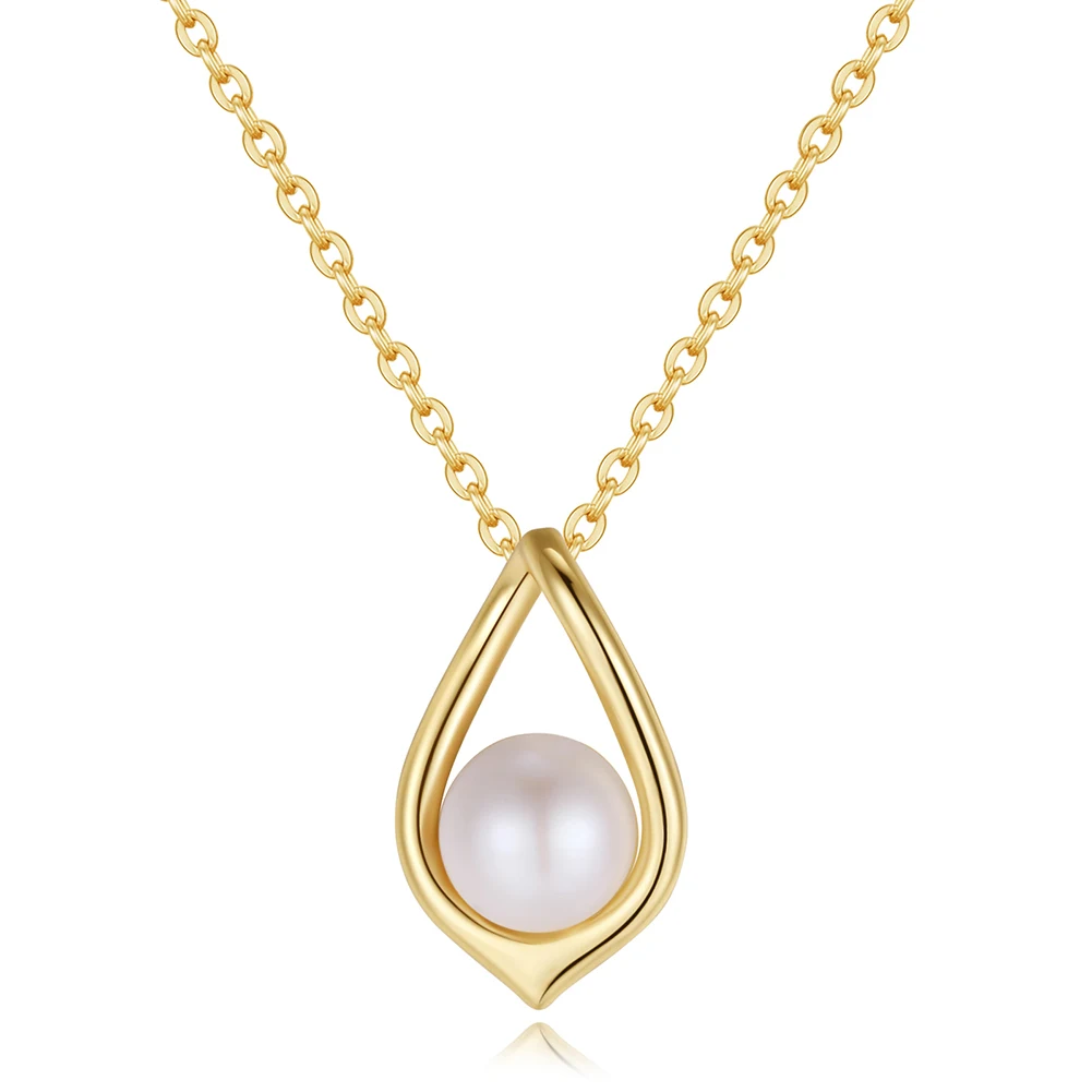 RINNTIN GPN40 Real 925 Sterling Silver Pearl Choker Jewelry with Pendant Chain and Pearl Necklace Women