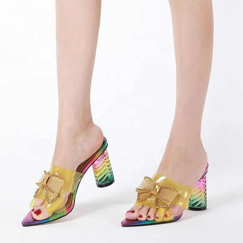 

spring printed open toe transparent sexy sandals high heels for women