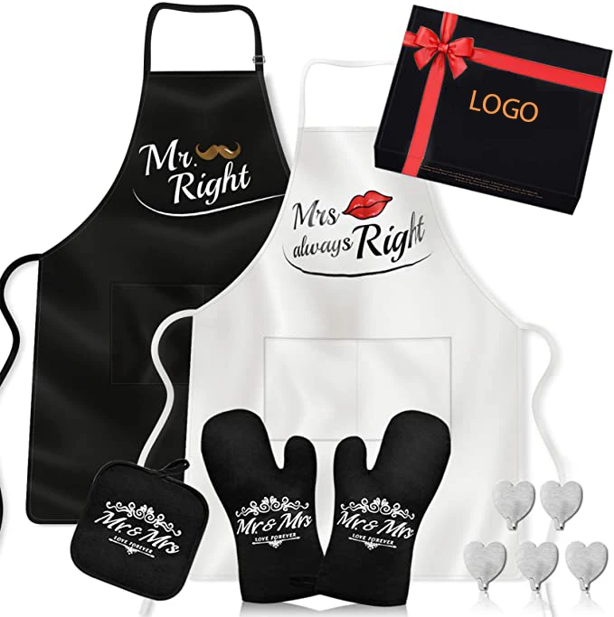 

Happy Lover Couple Mr & Mrs Right Wedding Gifts Aprons, Red