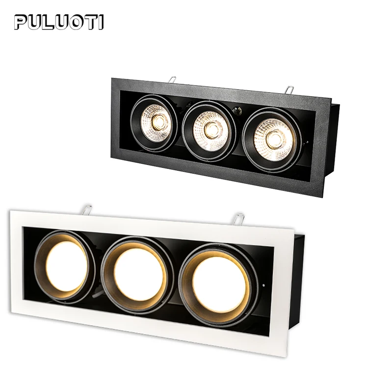 Factory wholesale free disassembly aluminum triple heads 36w 54w indoor living room kitchen recessed led spotlight