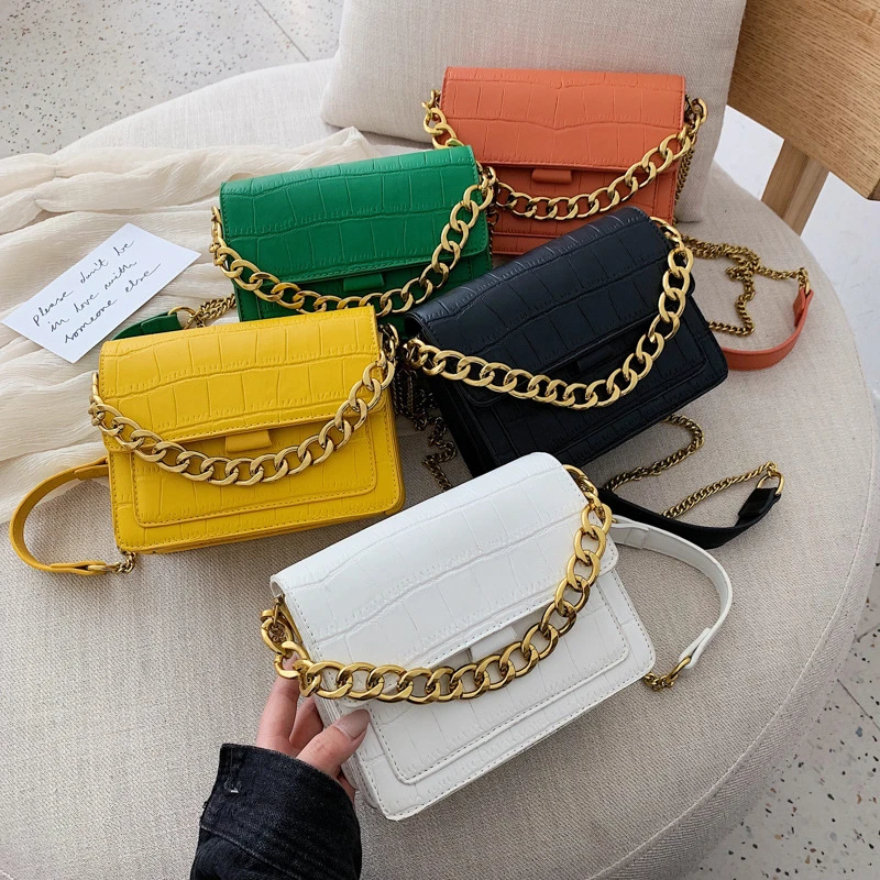 

Hot selling purses and handbags for women hand bags designer alligator pu leather small chains vintage shoulder crossbody bag, 5 colors