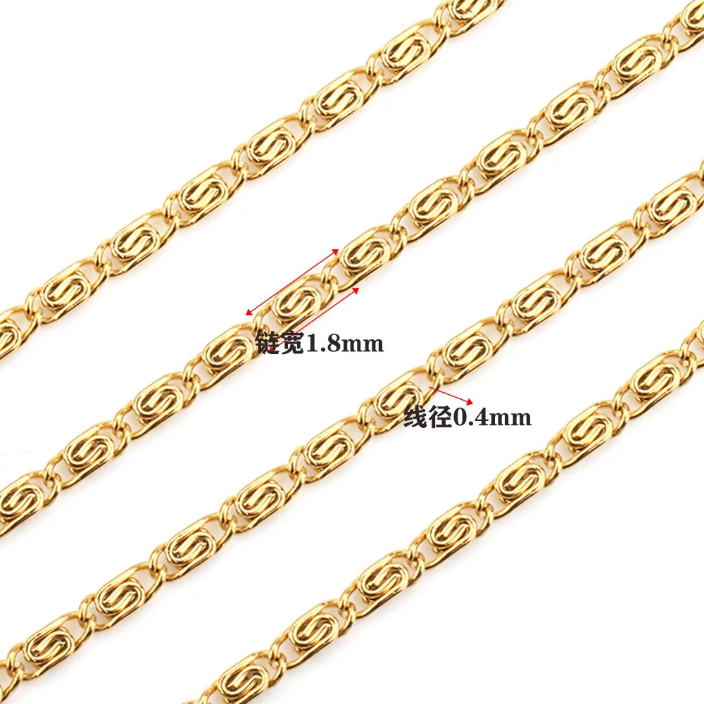 

1.8mm wide gold plated stainless steel clavicle chain flat overlap chain roll for necklace making