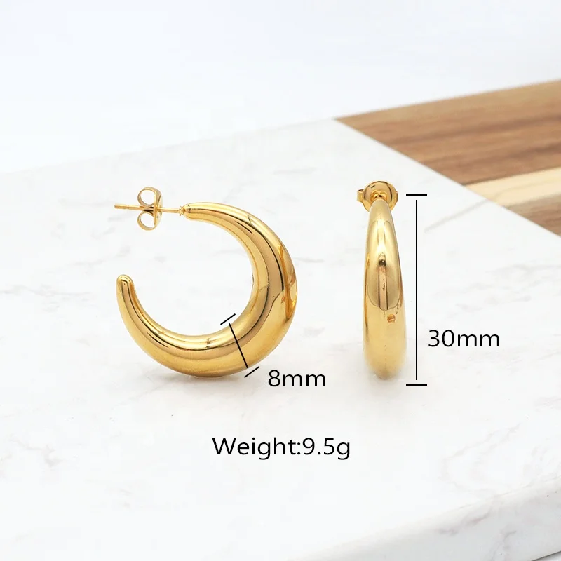 

stainless steel stud earing 18K gold plated stud hoop stainless steel earring, Rose gold