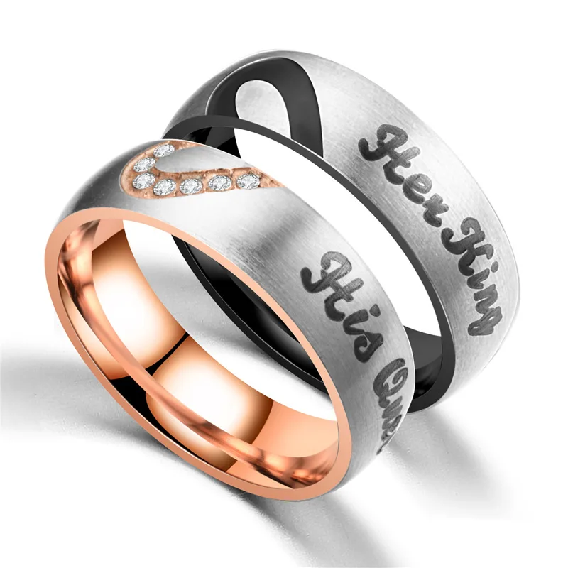 

Wholesale Fashion Stainless Steel Ring Black Rose Gold Cubic Zirconia Couple Rings