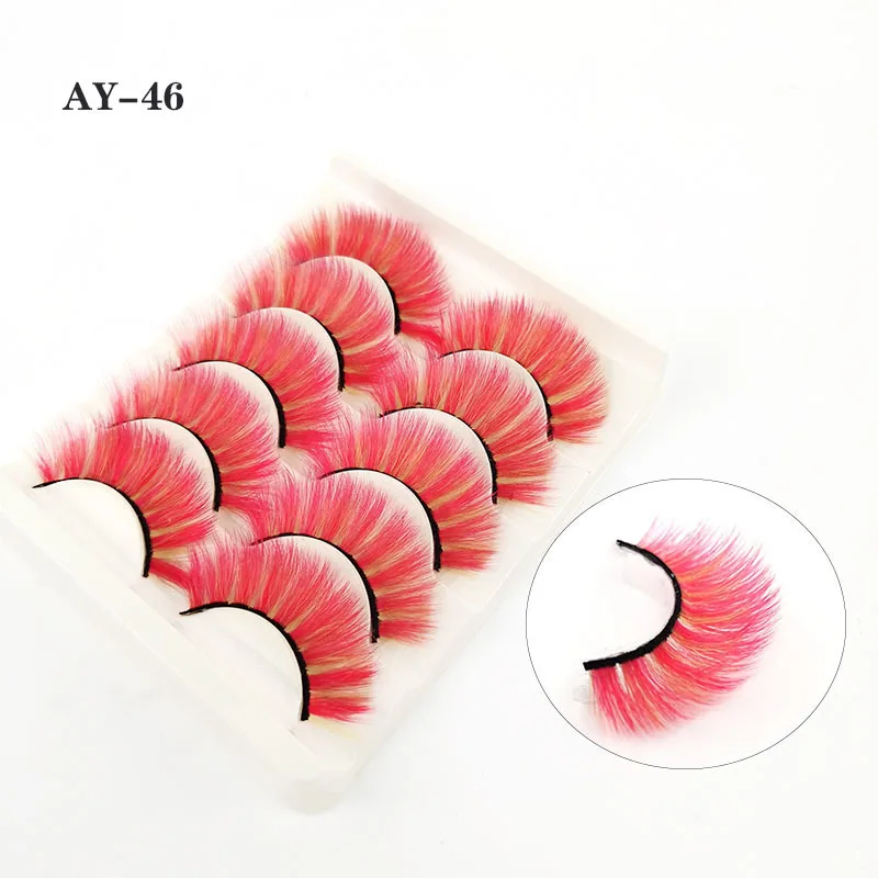 

Wholesale 3d faux mink eyelashes hand made colorful synthetic eyelashes
