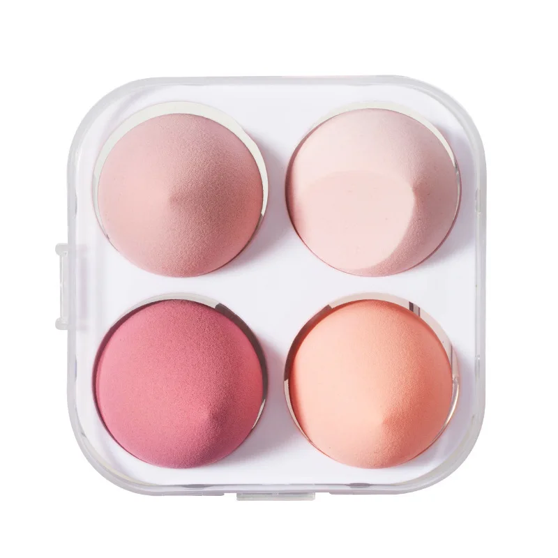 

Super Soft Macaron Makeup Sponge Egg Suitable For Mixing Liquid Foundation Make Up Makeup Custom Logo Private Label Set Case 4 p, Customized color/colorful