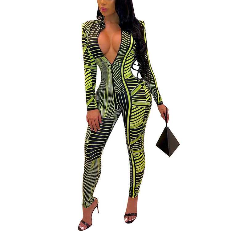 

JB-19101257 Slim Fit Polo Irregular Printing Stripe Yoga Jumpsuit Trouser Pants