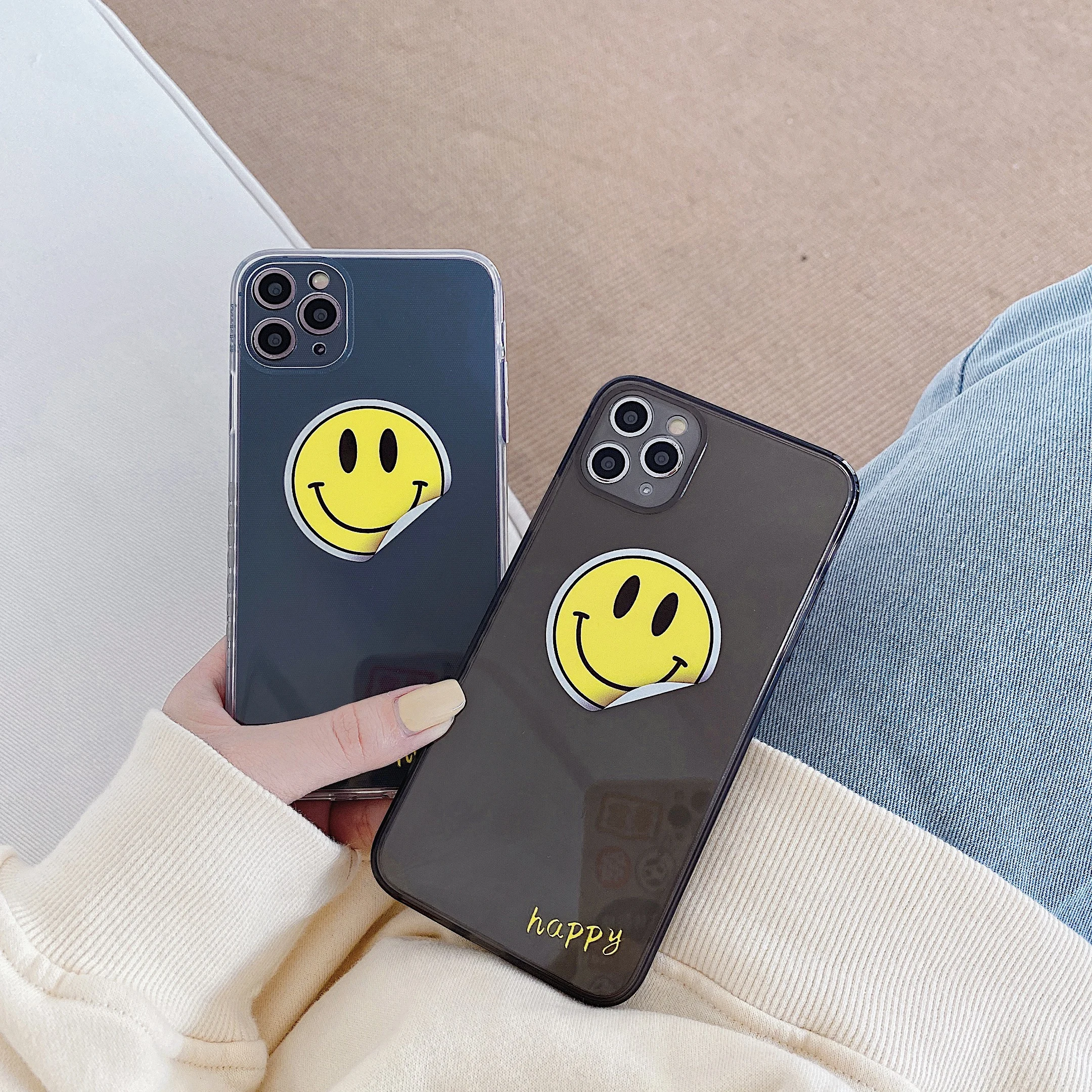 

Transparent Fashion Silicon Phone Case Ultra Soft TPU Protected Smile Face Phone Case For iPhone