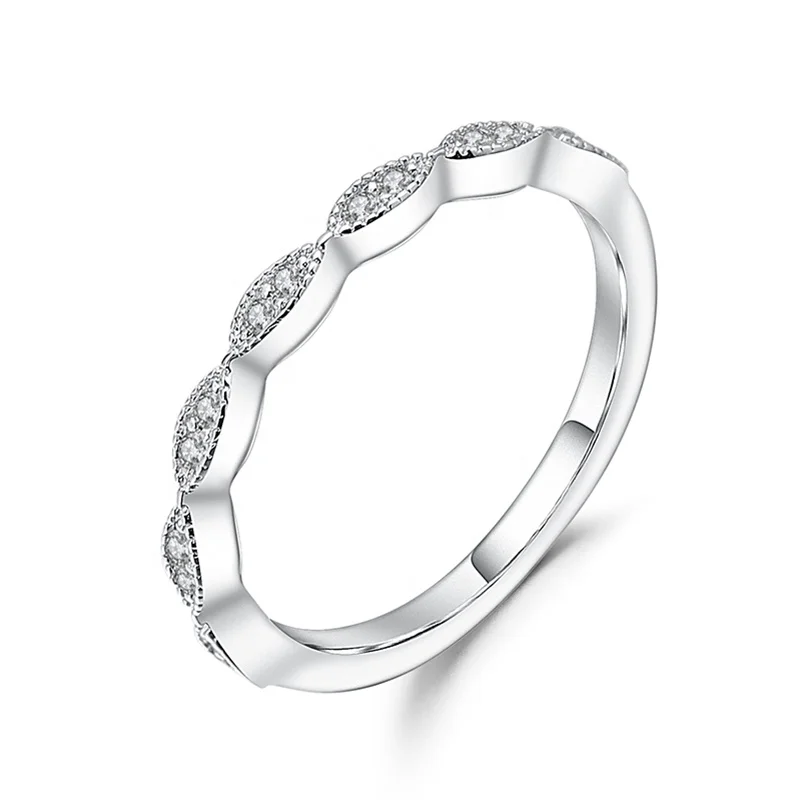 

Abiding Promise Ring 925 Sterling Silver Gold Plated Moissanite diamond D Color Engagement Wedding Band Rings Women