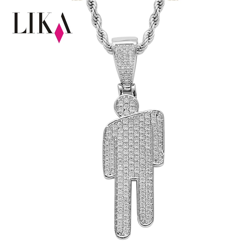 

LIKA High quality sterling silver 925 micro pave pendant jewelry same style Billie Eilish head tilt pendant, Sliver gold