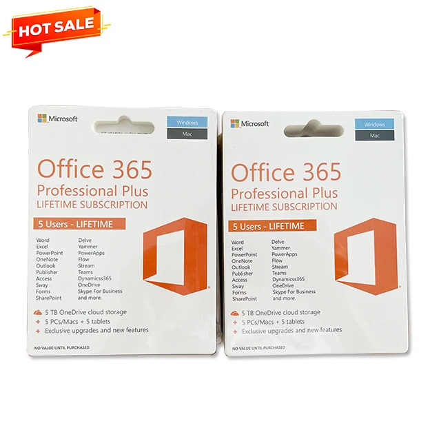 

Office 365 Professional Plus Account Kard Office 365 Pro Plus Keycard 5 User Work For PC And MAC (1 set= 10 pcs)