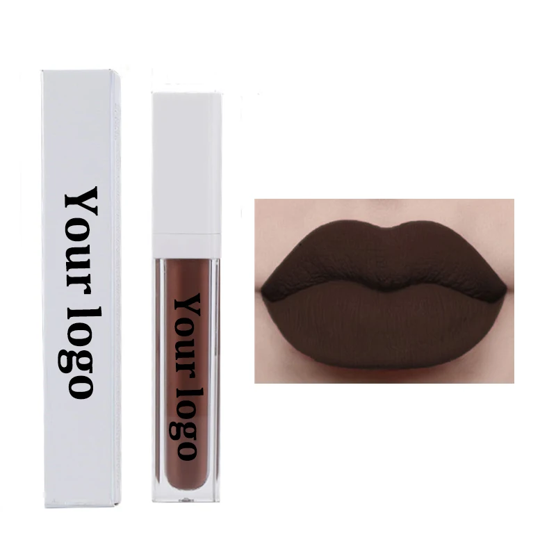 

Custom logo brown nude matte lip gloss private label non glitter waterproof long lasting matte liquid lipstick