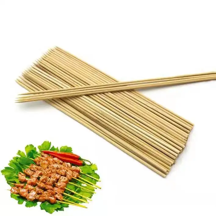 

Biodegradable Round/Pointed Fruit BBQ Bamboo Skewer skewers wooden, Natural